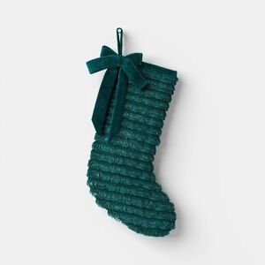 NEW Wondershop 21" Christmas Fringe Fabric Stocking with Bow - Green